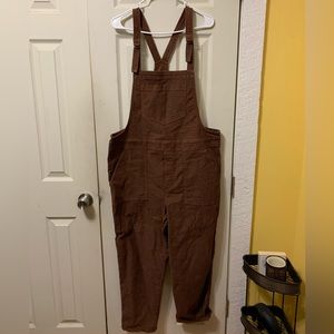 Aerie brown corduroy overalls size large